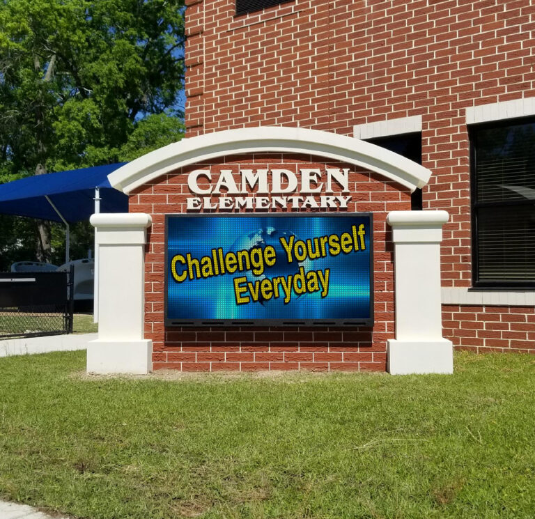 An LED Sign In Front of an Elementary School